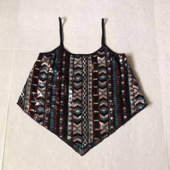 Rue21 Tops - RUE21 COLORFUL SEQUINS BOHO PRINT TANK TOP/EUC